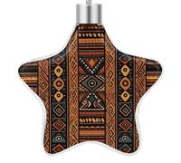 3.7 Inch Star Christmas Ornament Reusable Plastic Hanging Decor with Rope, Hanging Decorative Ball, Traditional African Design Pattern Ornaments for Xmas Tree, New Year Party Decor