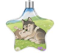 3.7 Inch Star Christmas Ornament Reusable Plastic Hanging Decor with Rope, Hanging Decorative Ball, Two Wolf Hug Ornaments for Xmas Tree, New Year Party Decor