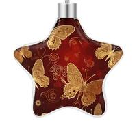 3.7 Inch Star Christmas Ornament Reusable Plastic Hanging Decor with Rope, Hanging Decorative Ball, Valentine Hearts Golden Butterfly Ornaments for Xmas Tree, New Year Party Decor