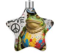 3.7 Inch Star Christmas Ornament Reusable Plastic Hanging Decor with Rope, Hanging Decorative Ball, Western Cowboy Frog Ornaments for Xmas Tree, New Year Party Decor