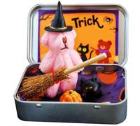 3.7" Mini Plush Bear Set - Handmade Cute Witch Teddy Bears in Box, Halloween Bear in a Box for Trick or Treat, Gifts, & Collectibles (Pink)