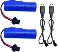 3.7 V 500 mAh Li-ion Battery Rechargeable with SM 2P Plug for Remote Controlled Car, Double-Sided Rolling Stunt Remote Control, Small RC Boat, Amphibious Remote Controlled Toy, RC Truck (Pack of 2)
