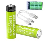 3.7 Volt Rechargeable Battery, 3500mAh Rechargeable Battery via Type C USB, Button Top Battery High Power Long Lasting for Headlamp, LED Flashlight, emergency lights, etc (2pcs Pack+USB Cable) ZX850