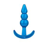3.75" Beginner Anal Beaded Plug - Blue Butt Plug 3.25" Insertable