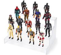 3.75 inch Vintage (1977-1985) Star was/ Gijeo Figure Risers Stand, Action Figure Display Stands with Flexible Pegs, Toy Support Base Holder Accessories for 1/18 Scale Figures, 4 Tiers, Clear