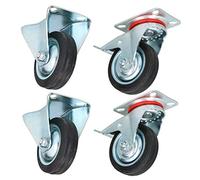 3” 75mm Fixed + Swivel Castors with Brakes Wheels Trolley Furniture 4 Pack