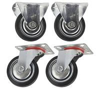 3" (75mm) Rubber Fixed and Swivel Castor Wheels Trolley Caster (4 Pack) CST01_02