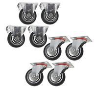3" (75mm) Rubber Fixed and Swivel Castor Wheels Trolley Caster (8 Pack) CST01_02