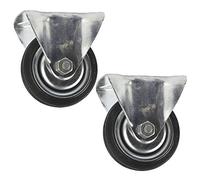 3 (75mm) Rubber Fixed Castor Wheels Trolley Furniture Caster (2 Pack) CST01