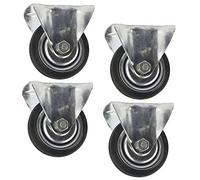 3" (75mm) Rubber Fixed Castor Wheels Trolley Furniture Caster (4 Pack) CST01