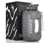 3.78L Large Water Bottle - Motivational 1 Gallon Jug with Time Markings, Straw+Flap Double Drinking Port, Reusable BPA Free,Dishwasher Safe, Sturdy Handle Easy to Carry for Gym,Sports,Office,Home