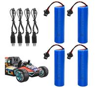 3.7V 1200mah Li-Ion Battery, 4 Pcs 3.7 V 18650 Rechargeable Lithium Batterie with 4 USB Charger, Universal Li-ion Battery for Remote Control Cars, Robots, DIY Electronics Products, Toys, Length 65mm