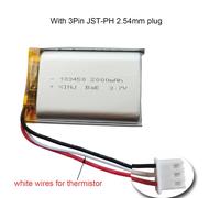 3.7V 2000mAh 7.4Wh Rechargeable 3-Wires Thermistor Polymer Li Lithium Battery 103450 3pin 1.5 2.0 2.54 For DashCam GPS Dashcam with 3pin 1.5mm F