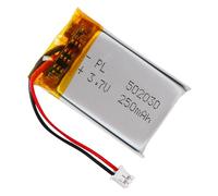 3.7V 250mAh 502030 Lithium Polymer Lipo Rechargeable Battery with PH 2.0mm Connector for Bluetooth Speaker, Dash Cam, Smart Home Devices