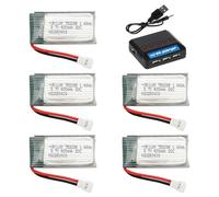 3.7V 400mAh Lipo Battery 20C with Molex Plug for RC Airplanes, Mini Drones, Quadcopters, Aircraft Models, Battery with 5-in-1 Charger (Pack of 5)