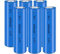 3.7V Li-ion Battery 2000mAh - 6 Pack Rechargeable Batteries for Remote Control Cars Toy flashlight/drone/front lamp/car RC batteries Top button Long service life