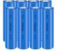 3.7V Li-ion Battery 2000mAh - 8 Pack Rechargeable Batteries for Remote Control Cars Toy flashlight/drone/front lamp/car RC batteries Top button Long service life