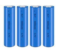 3.7V Li-ion Battery 3000mAh - 4 Pack Rechargeable Batteries for Remote Control Cars Toy flashlight/drone/front lamp/car RC batteries Top button Long service life