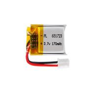 3.7V Lipo battery, 3.7V 170mAh 651723 Lithium Polymer Ion with 2P-PH connection with 2.0 mm pitch