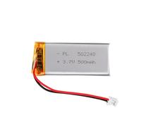 3.7V Lipo battery, 3.7V 500mAh 502248 Lithium Polymer Ion with 2P-PH connection with 2.0 mm pitch