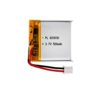 3.7V Lipo battery, 3.7V 500mAh 603030 Lithium Polymer Ions with 2P-PH connection with 2.0 mm pitch