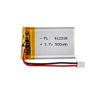3.7V Lipo battery, 3.7V 500mAh 612338 Lithium Polymer Ions with 2P-PH connection with 2.0 mm pitch