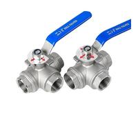 3/8" 1/2" 3/4" 1" 1-1/2" 2" SS304 Stainless Steel Three-Way Ball Valve T/L Type DN15 DN20 DN25 BSPT Female Thread(1-1/2",L Type)