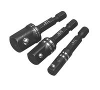 3/8”, 1/4” & 1/2“ Drive Driver Socket Set, Ball Socket Lock, Steel Alloy Construction, Heat-Treated & Hardened, 3 in Pack