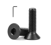 3/8-16 x 1-1/4'' (8 Pack) Flat Head Hex Socket Cap Screws Countersunk Bolts, Allen Socket Drive, Black Oxide 304 Stainless Steel 18-8, Fully Machine Thread, Bright Finish