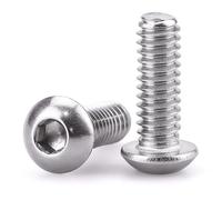 3/8-16 x 1-1/4" Button Head Socket Cap Bolts Screws, 304 Stainless Steel 18-8, Full Thread, Coarse Thread UNC, Allen Hex Drive, 20 PCS