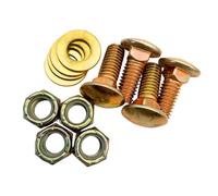 3/8"-16 x 1 Grade 8 Carriage Bolts (4-Pack) - Heavy-Duty Coarse Bolts with Flat Washers & Nylon Lock Nuts -Round Head Square Neck SAE Anti-Vibration 1.0" for Machinery & Construction
