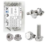 3/8-16 x 1 SAE Flanged Hex Head Bolts Nuts Kit, 13 Pcs Flange Screws and 6 Pcs Flange Nuts, External Hex Drive, 304 Stainless Steel 18-8, Fully Coarse Threaded, for Automotive, Pump, DIY Project