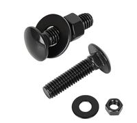3/8-16 x 2 Carriage Bolt Kit, Stainless Steel 304 Carriage Bolts Screws with Hex Nuts & Flat Washers, Round Head Square Neck, Full Thread, Black Finish, 4 Sets