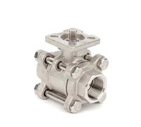 3/8" BSPT Female Thread 304 Stainless Steel High Platform Heavy Duty 3-Section Full Port Ball Valve