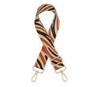 3.8 cm Wide Bag Strap with Zebra Pattern, Adjustable Shoulder Strap, 75-130 cm, Bag Strap for Changing, Universal Long Shoulder Strap, Bag Strap with Gold Carabiner, Khaki, Brown, Black