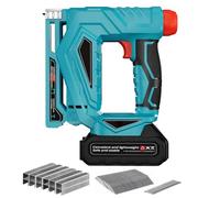 3/8” Cordless Brad Nailer, Cordless Nail Staple Gun with 1 * Battery, 2 in 1 Electric Stapler Nailer with 1000 Nails and 1000 Staples, Nail Gun/Staple Gun, Cordless Fix Nailer 2 Mode for Upholstery