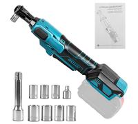3/8" Cordless Ratchet Wrench Compatible with Makita 18V Battery (NO Battery), 80N.m Brushless Electric Socket Wrench with 1/4" Adapter, Extended Rod and 7 Sockets