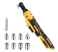 3/8" Cordless Ratchet Wrench for Dewalt 18V/20V Battery, 80N.m Extended Electric Ratchet Wrench Tool Kits with 9 Sockets,16cm Ratchet Wrench with LED Light,1/4" Adapter Powered Ratchet (No Battery)