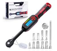 3/8 Digital Torque Wrench, 4.2-85 N.m Spark Plug Socket Set with Buzzer | 14-Pcs Torque Wrench 3/8 with Buzzer & LED Indicator, Magnetic Swivel Socket, Universal Joint & Extension Bar for Auto Repair