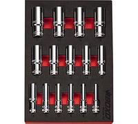 3/8" Drive Deep Socket Set 6 Point 64mm Height. 15 Pcs BOXO BX269-R2