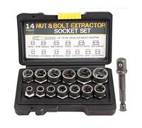 3/8” Drive Impact Bolt Nut Extractor Set 13 Pcs Lug Nut Remover Kit 1/4”-3/4” Twist Socket Tool Set with A 1/4” Hex Drive 3/8”