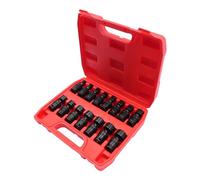 3/8" Drive Impact Socket Set, 15-Piece Universal Joint Swivel Socket Set, Rotation Angle 360°, Tilt Angle 24°, Universal Joint Connected to 3/8 "Wrenches