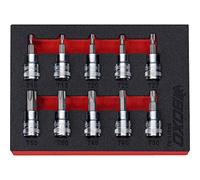 3/8" Drive Torx Bit Socket Set T10-T55 10 Pieces in a Foam Tray