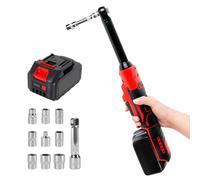 3/8" Extended Cordless Ratchet Wrench, Electric Power Ratchet 80N.m 320RPM 16cm Extended Head Ratchet Wrench Driver Kit with Battery Built-in LED Light & 8 Sockets