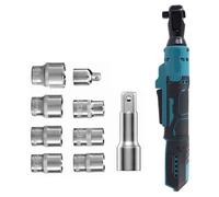 3/8" Extended Cordless Ratchet Wrench for Makita 18V Battery, Electric Ratchet Wrench with 9 Sockets, 16cm Head Ratchet Wrench Driver Set with LED Light, 1/4" Adapter (No Battery)