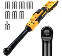 3/8" Extended Electric Ratchet Wrench Kit, Compatible with Dewalt 18V 20V Battery, Cordless Ratchet, 60N.m High Torque, 16cm Extended Head with Light, 8 Sockets (9/10/11/12/13/14/15/17mm)