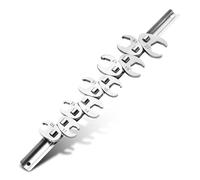 3/8" Flare Nut Wrench Set, 10-Piece Metric Crowfoot Flare Nut Tool Kit for Nuts Removal, 10-22mm, Clip-on Organizer for Mechanics Automotive Repair Work(Flare Nut)