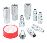 3/8’’ High Flow Air Hose Fittings Set, 3PCS 3/8 Body I/M Industrial Air Coupler and 6PCS 3/8 Body Air Plug with 3/8 Inch NPT Threads Size, 10PCS Air Compressor Accessories Quick Connect Set