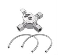 3/8 Inch Brass Manual Mixing Valve Thermostatic Hot And Cold Water Controller With Temperature Lock For Bathroom Kitchen Toilet Includes 2 For Braided Faucet Connectors Silver