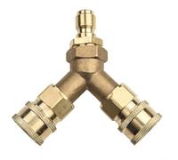 3/8 Inch Brass Tee Splitter Coupler for Pressure Washer Accessories, Quick Connect Manifold Fits 4.0 GPM High Pressure Cleaners, 4000 PSI Working, Gold, 1PC